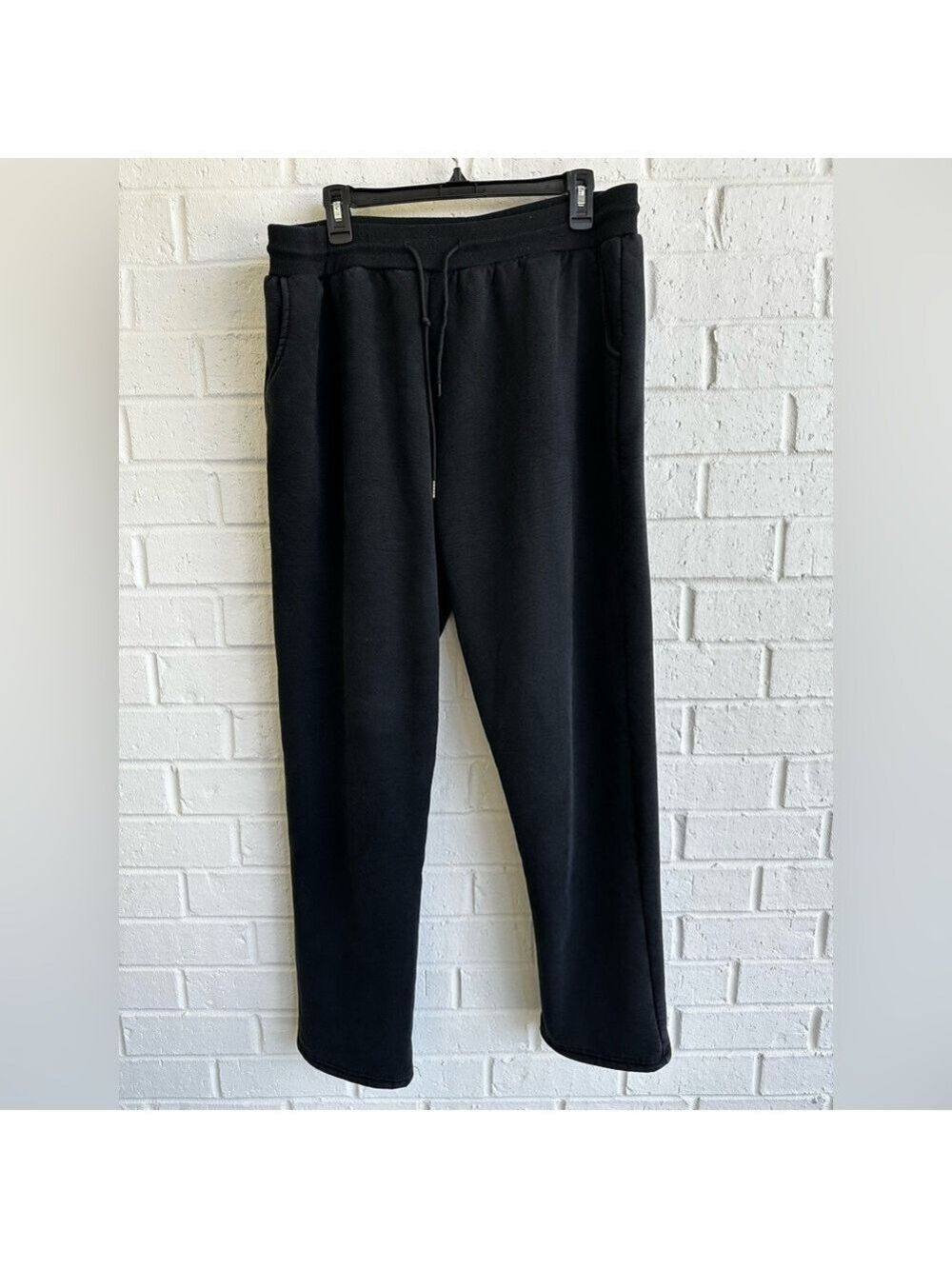Lentta Mens Black Fleece Sweatpants Warm Athletic Sherpa Lined Track Joggers XXL